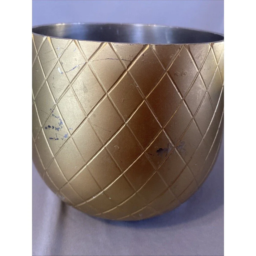 Vintage Gold Pineapple Ice Bucket Barware Tiki Retro Hollywood Regency 12
